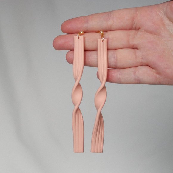 Hello Ashto Spiral Earrings in Apricot - Picture 2 of 2